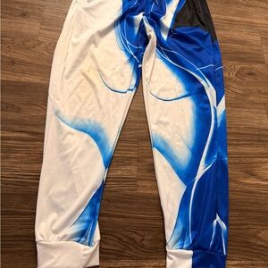 Blue & White Abstract Athletic Joggers